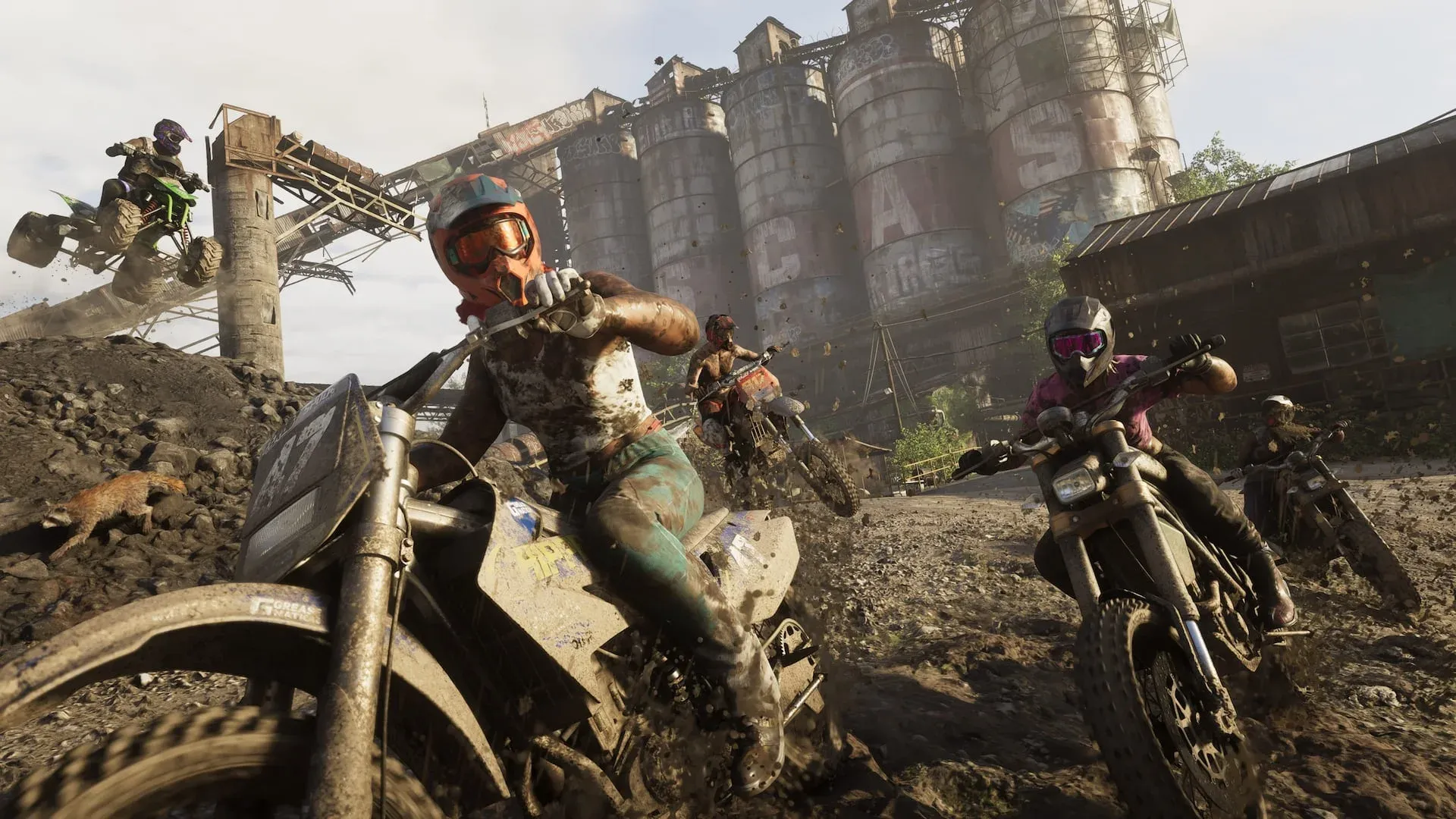The two right-side dirt bikes with rectangular headlamps in the Mount Kalaga riding scene, reported as Manchez models.